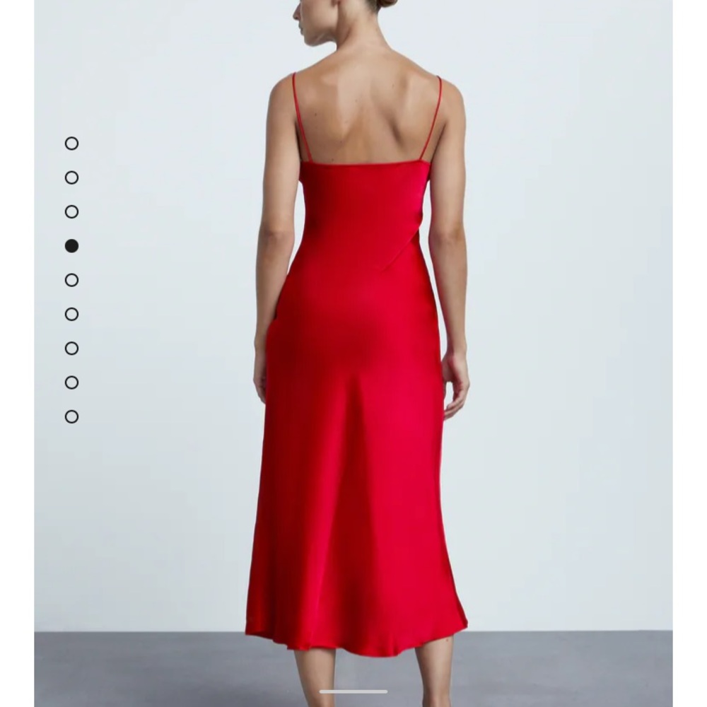 Zara red satin midi dress